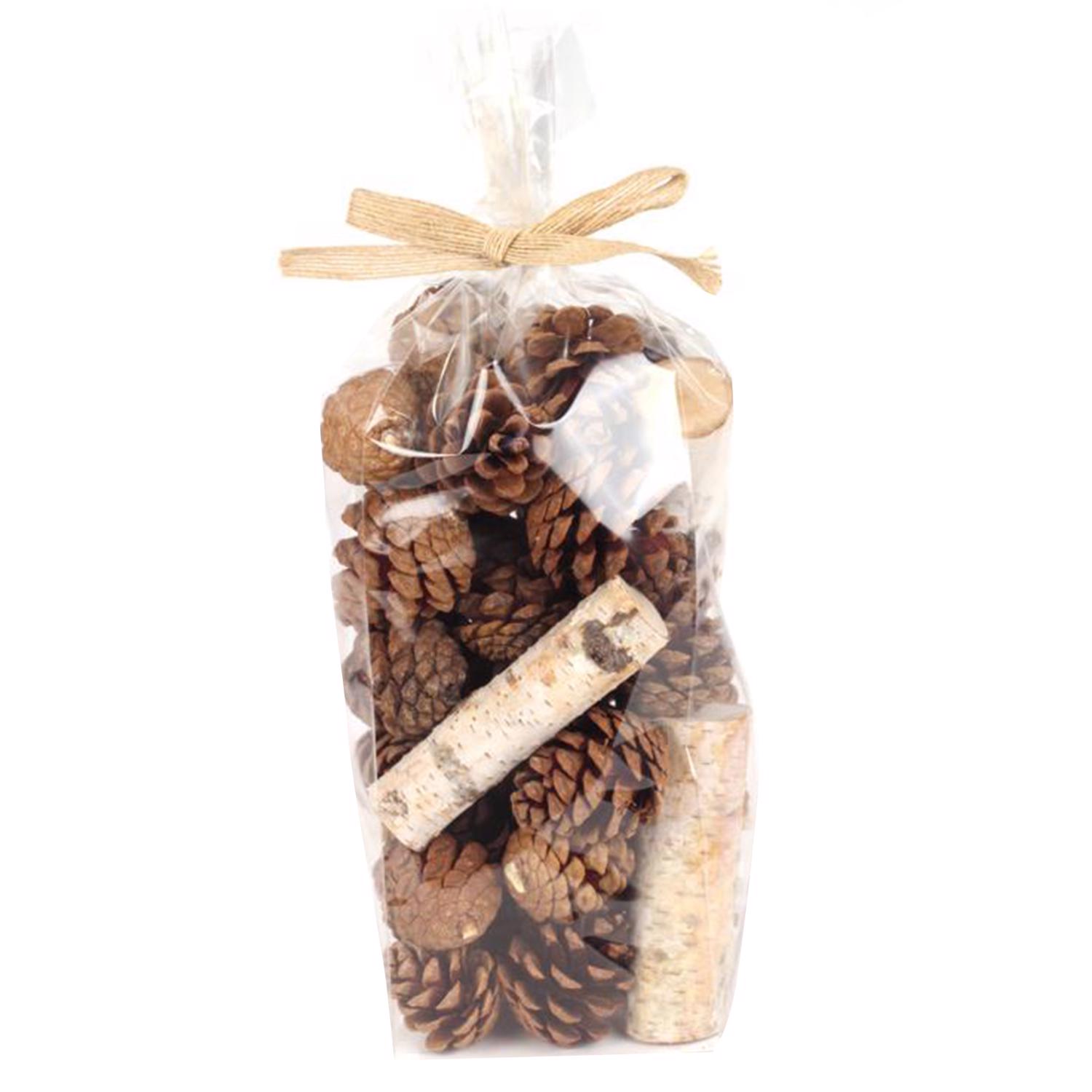 9081034 Natural Birch & Pinecone Indoor Christmas Decor, Natural