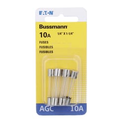 Bussmann 10 amps AGC Clear Glass Tube Fuse 5 pk