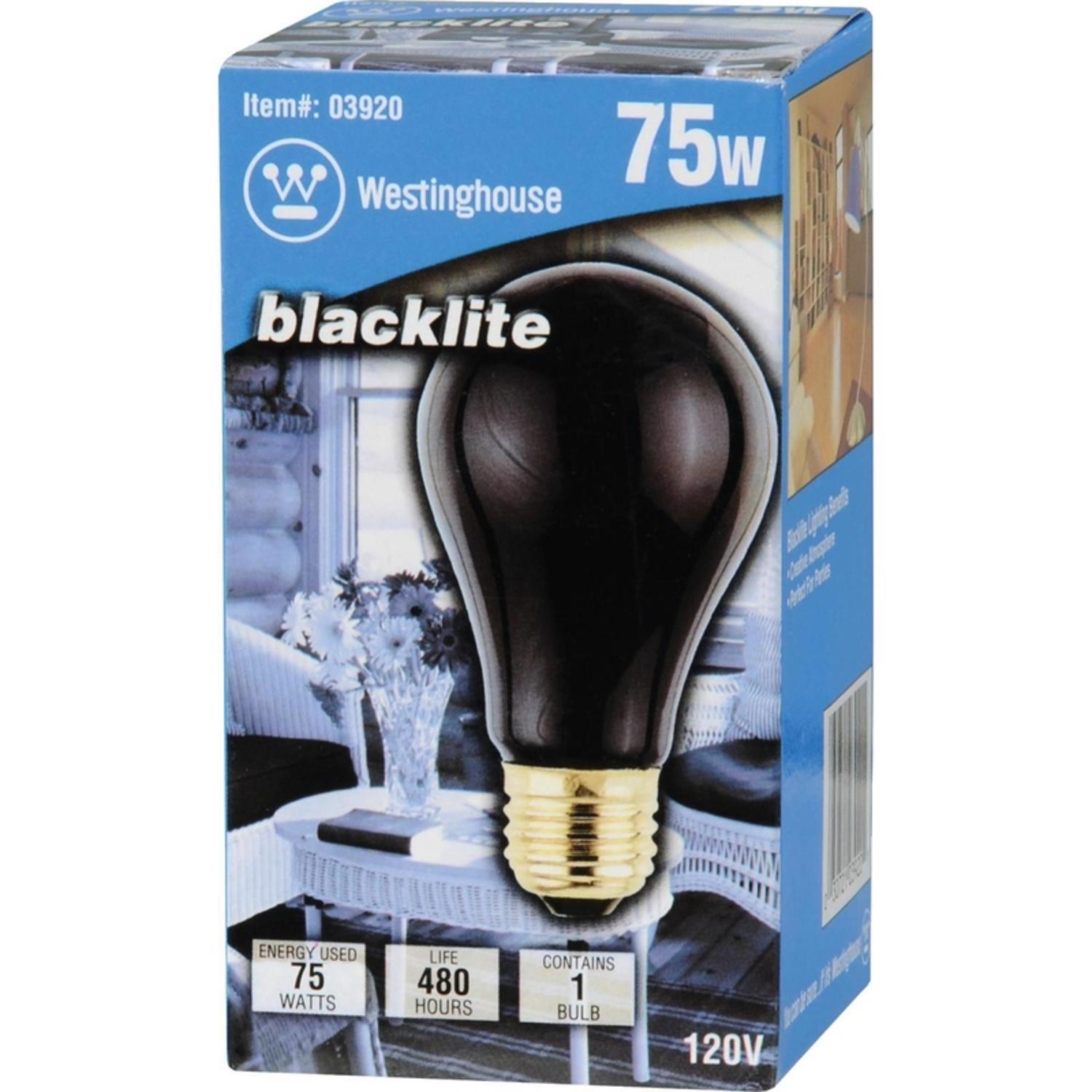 Photos - Light Bulb Westinghouse 75 W A19 A-Line Incandescent Bulb E26  Black Light 1 pk 0392048 (Medium)