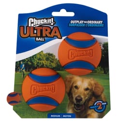 Chuckit! For Dog Blue/Orange Rubber Fetch Ball Ultra Ball Medium 2 pk