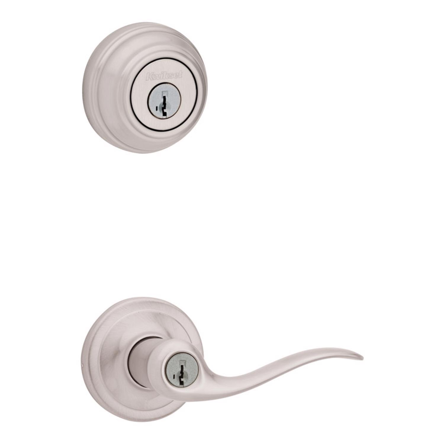 Photos - Furniture Hardware NICKEL Kwikset SmartKey Tustin Satin  Deadbolt and Entry Door Knob KW1 1-3/4 in. 99910-040 