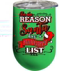 Spoontiques 5.75 in. Santa Naughty List Wine Tumbler 1 pk