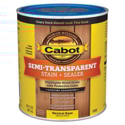 Cabot Semi-Transparent Low VOC Semi-Transparent Tintable Neutral Base Stain and Sealer 1 qt