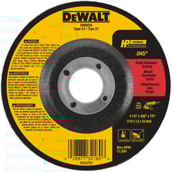 DeWalt High Performance 4-1/2 in. D X 7/8 in. X .045 in. thick Aluminum Oxide Cut-Off Wheel 1 pk