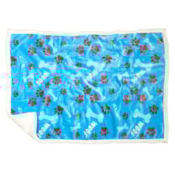 Carstens Inc Multicolored Sherpa Blue Woof Blanket 20 in. W X 30 in. L