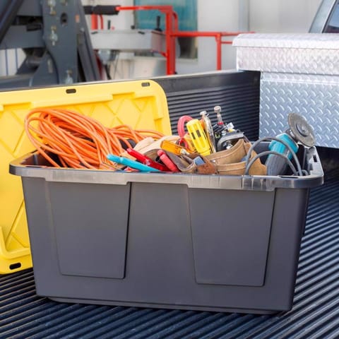 Greenmade 27 gal Black/Yellow Snap Lock Storage Box 14.7 in. H X