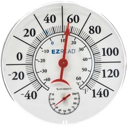 EZRead Analog Hygrometer/Thermometer Plastic White 8 in.