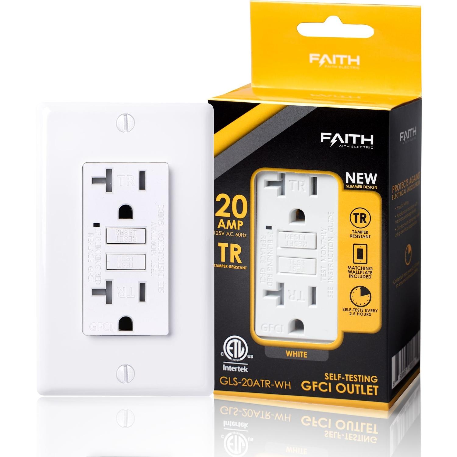 Faith 20 amps 125 V Duplex White GFCI Outlet 60 pk Mfr# GLS-20ATR