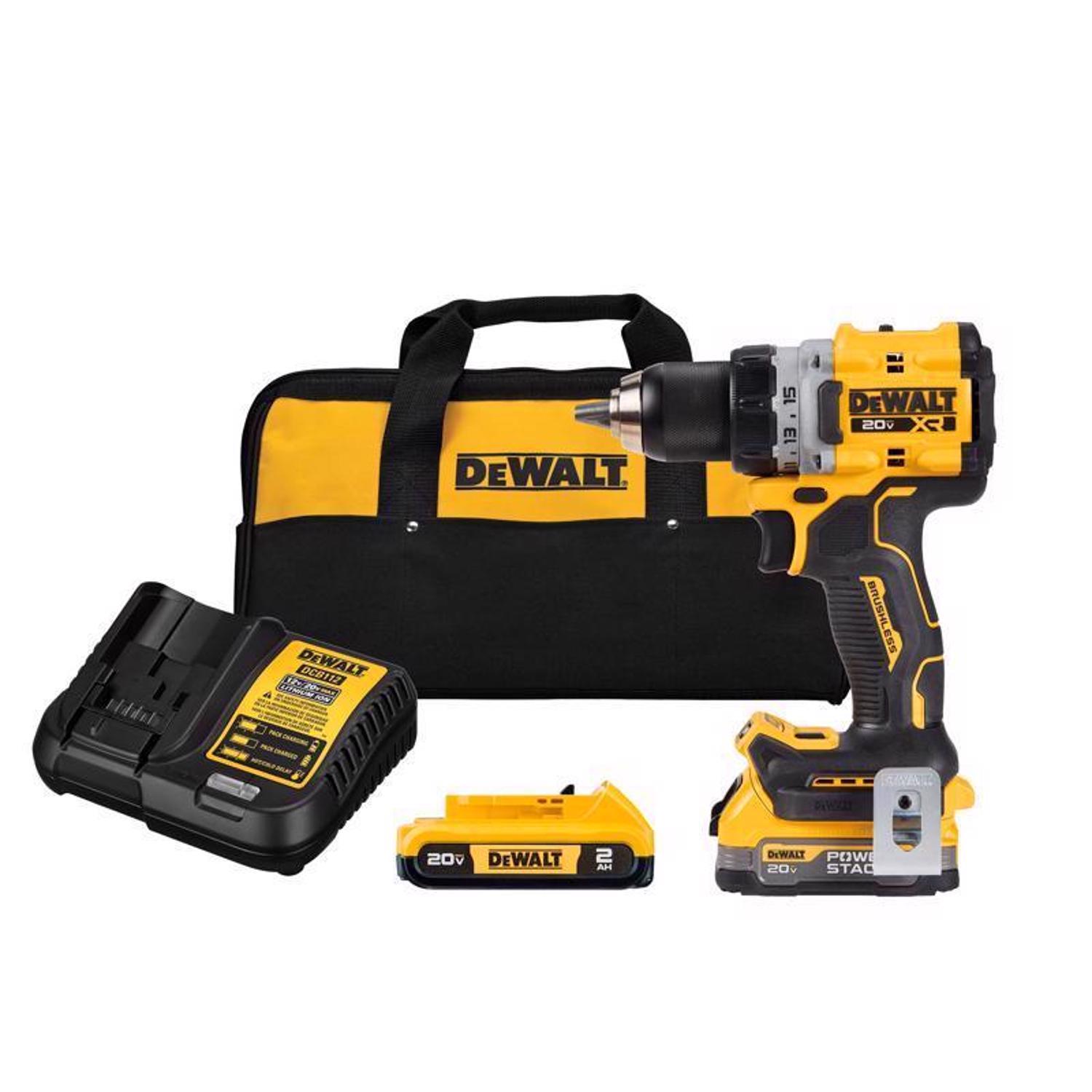DeWalt 20V MAX XR POWERSTACK 1/2 in. Brushless Cordless Drill/Driver Kit (Battery Charger)