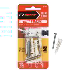 E-Z Ancor 1/4 in. D X 1-1/4 in. L Fiber-Reinforced Nylon Phillips Head Drywall Anchor 6 pc