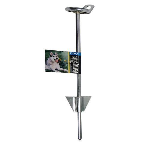 PDQ Silver Tie-Out Stake Metal Dog Tie Out Stake Large