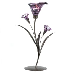 Gallery of Light 13.5 in. H X 8.5 in. L Serene Lily Glass/Iron Decorative Candle Holder