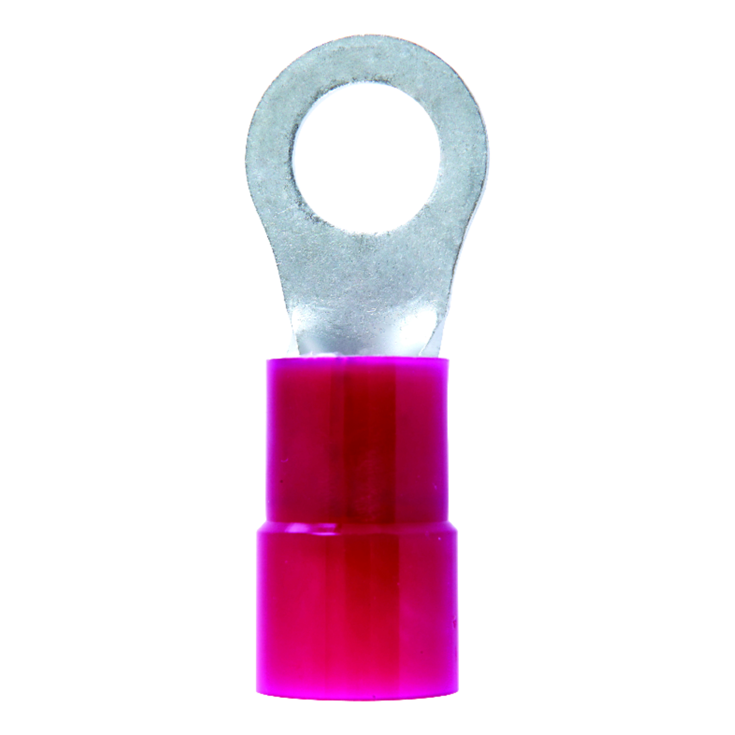 Ring Terminal, 2 AWG Wire, 1/2 in Stud, Nylon Insulation, Copper Contact, Red