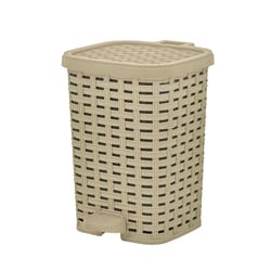 Superio Brand 6 L Beige Plastic Wicker Step On Trash Can