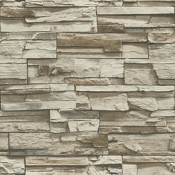 RoomMates 16.5 ft. L Brown Stacked Stone Vinyl Peel and Stick Wallpaper