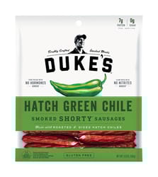 Duke's HATCH GREEN CHILI Smoked Sausages 5 oz Pegged