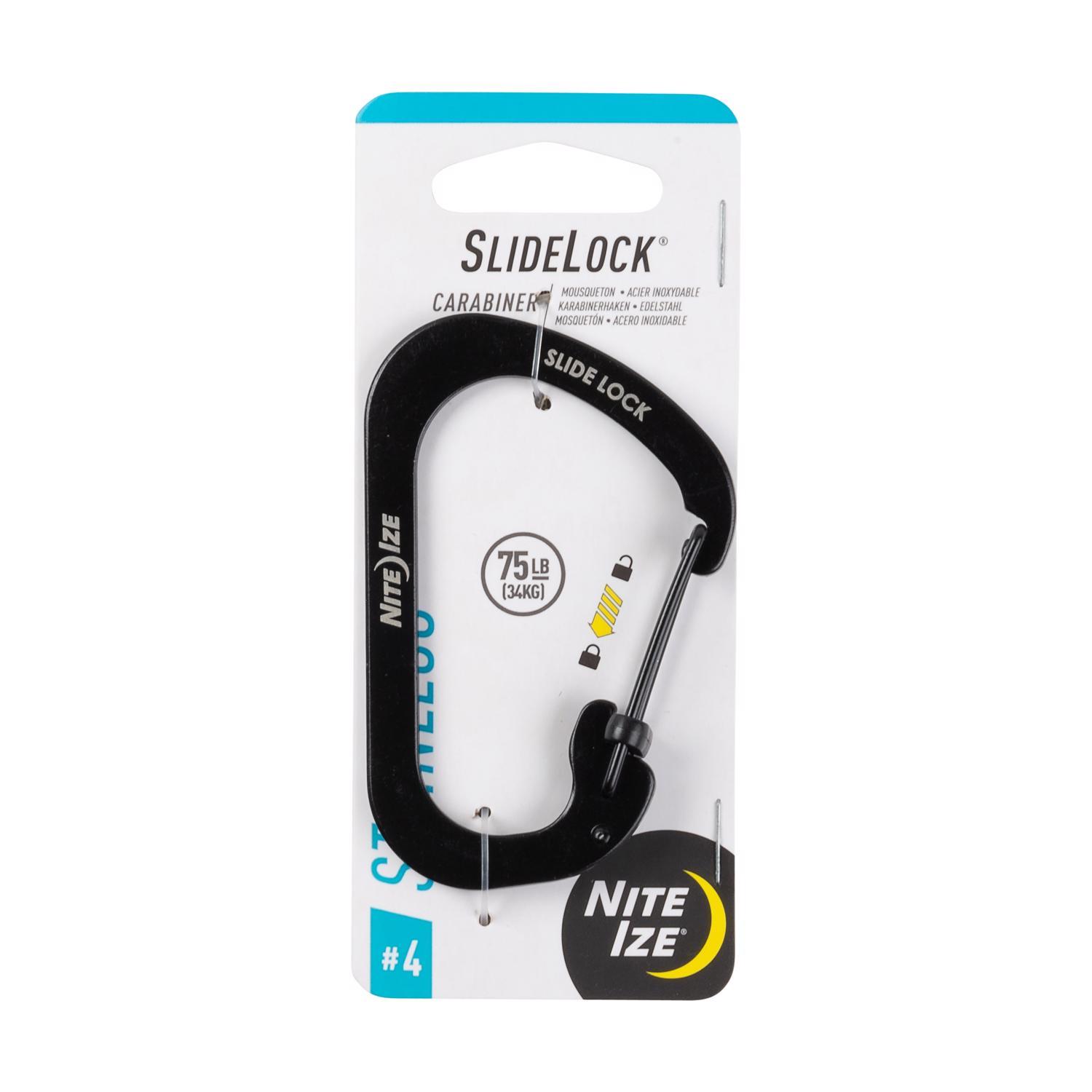 Nite Ize SlideLock 3.1 in. D Stainless Steel Black Carabiner