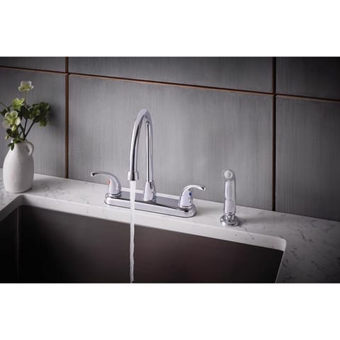 Oakbrook Collection Pacifica Two Handle Chrome Kitchen Faucet Side