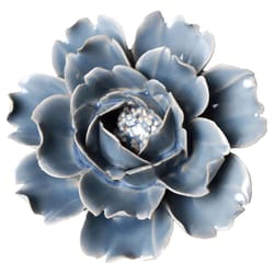 Chive English Garden 1.8 in. H X 3.7 in. L Glazed Blue Ceramic Rose Wall Flower