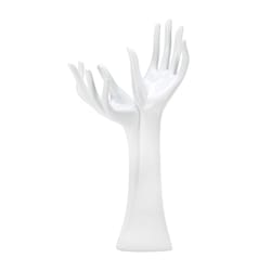 Breezy Couture 12.375 in. H X 7 in. L White Open Hand Poly Resin Jewelry Holder