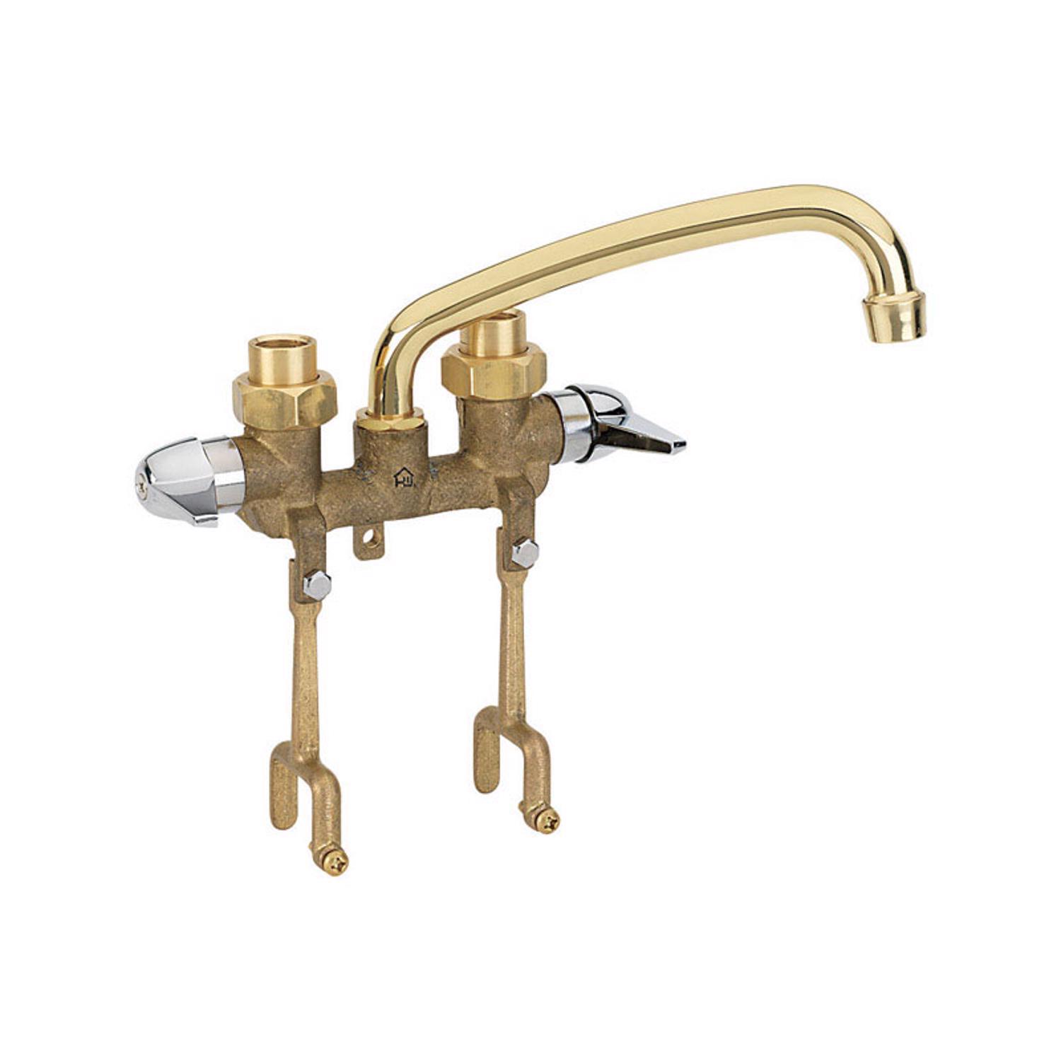 Homewerks Brass Industrial Two-Handle Bathroom Sink Faucet 3 3/8