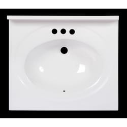 Arstar Standard Cultured Marble Bathroom Sink 25 in. W X 22 in. D White