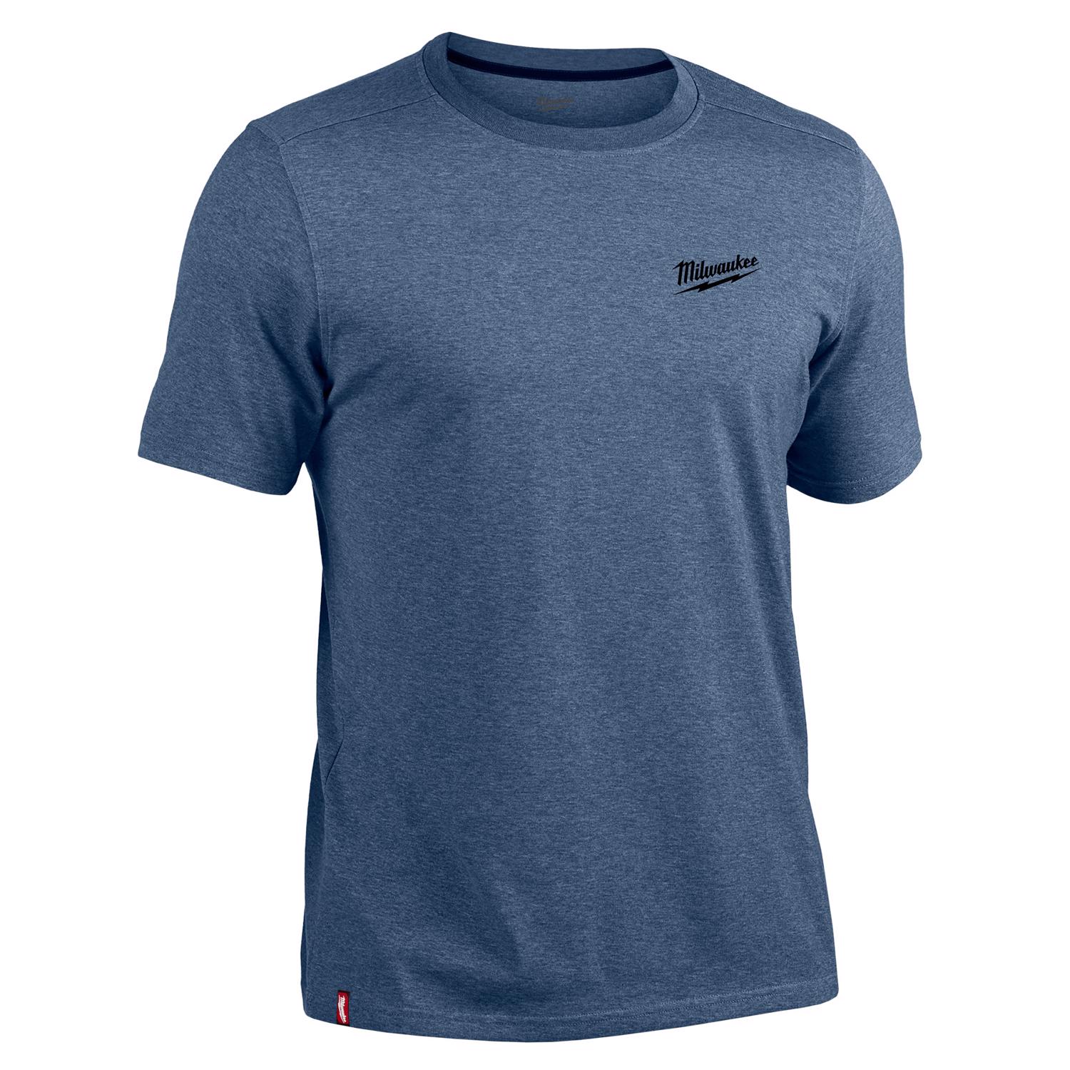 Milwaukee M Short Sleeve Men's Crew Neck Blue Hybrid Work Tee Shirt