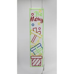 Luxe Light Decor Neon LED Multi Be Merry Presents 34 in. Porch Sign