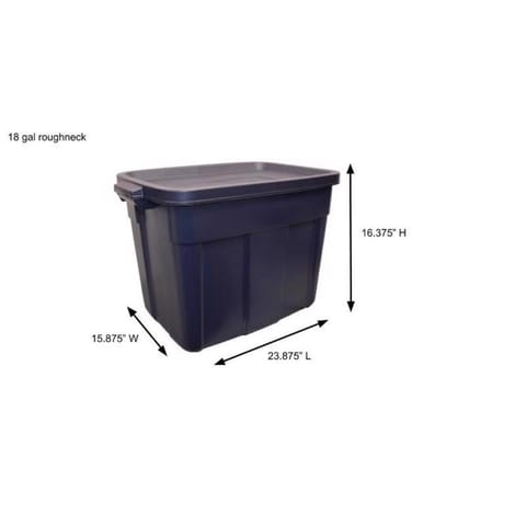 Rubbermaid Roughneck 18 gal Navy Storage Box 16.375 in. H X 15.875