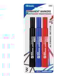 Bazic Products Assorted Chisel Tip Permanent Marker 3 pk