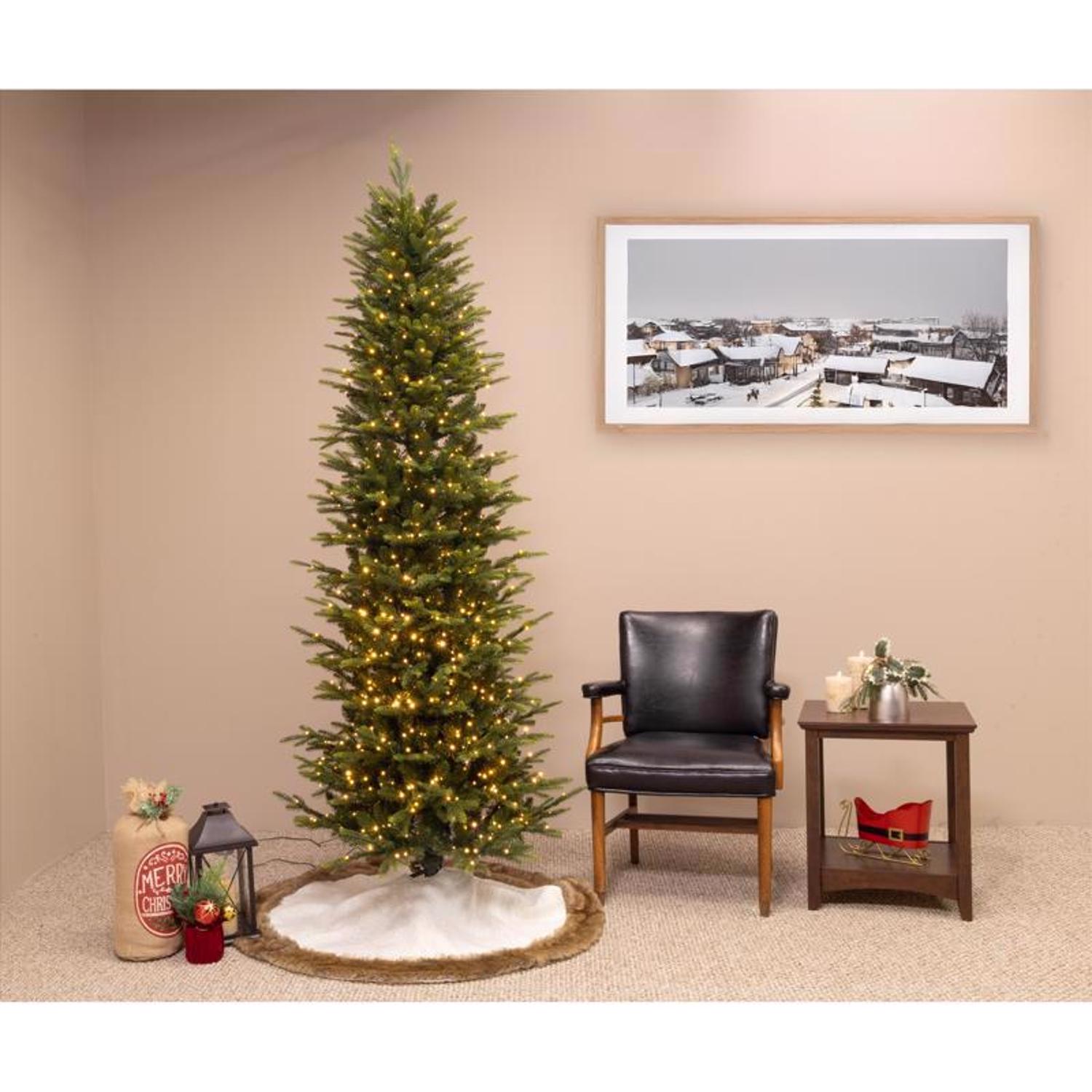 Holiday Bright Lights 1-2 Tree 7-1/2 ft. Pencil LED 900 ct Emerald