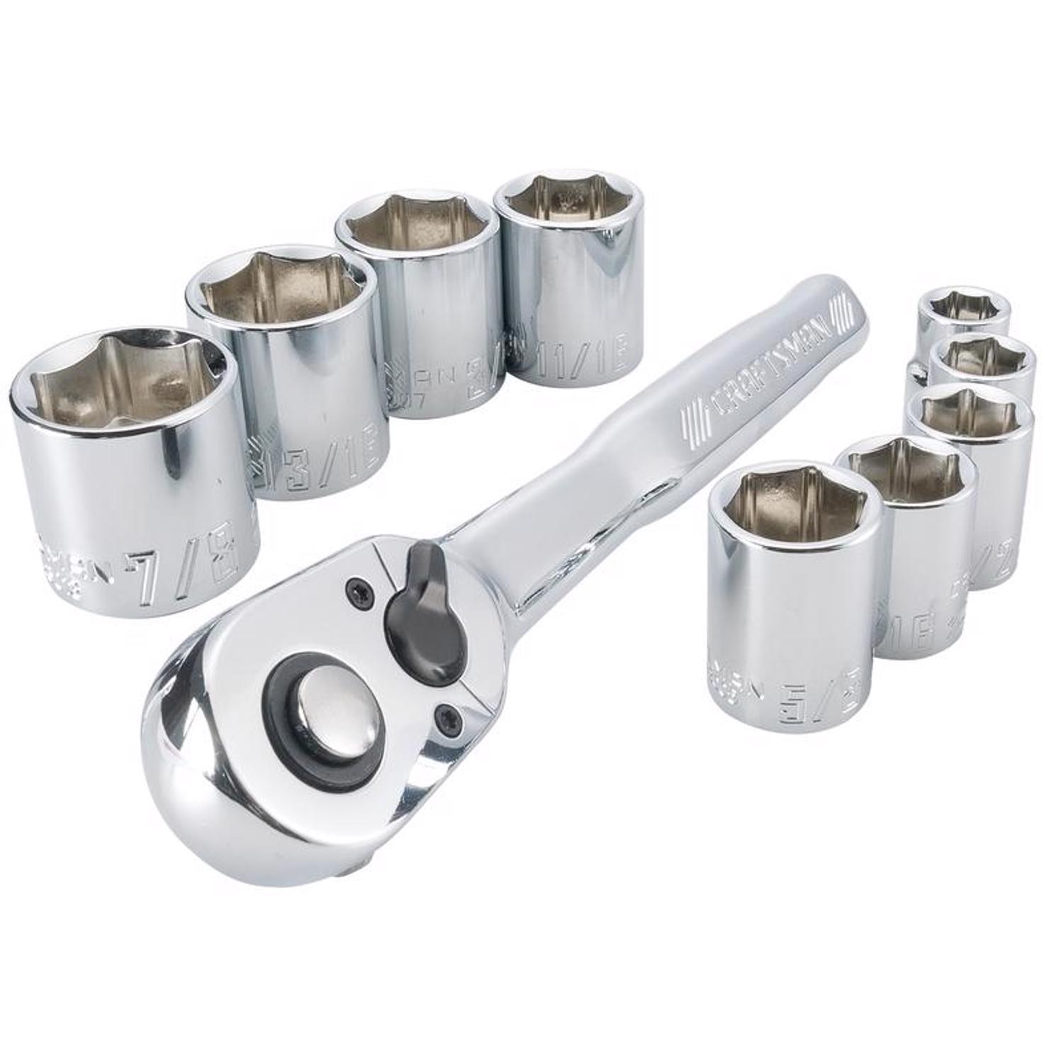 CRAFTSMAN 3/8 in. drive SAE 6 Point Socket Set 10 pc Mfr