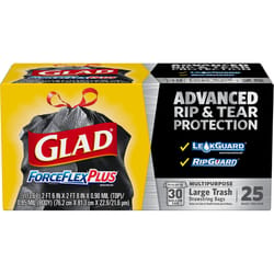Glad ForceFlex Plus 30 gal. No Scent Trash Bags Drawstring 25 pk