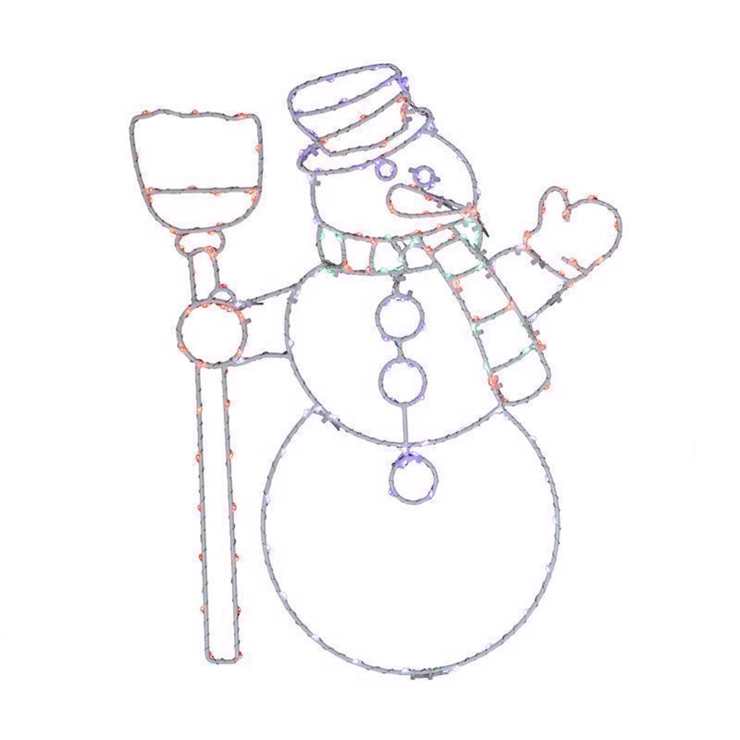 9096172 17 in. LED Multi Snowman Silhouette Hanging Decor, Multi Color