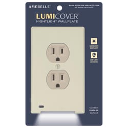 LumiCover Amerelle Almond 1 gang Plastic Decorator/Duplex Nightlight Wall Plate 1 pk
