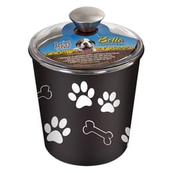 Loving Pets Bella Espresso Bones and Paw Print Stainless Steel 9 cups Treat Canister For Dogs