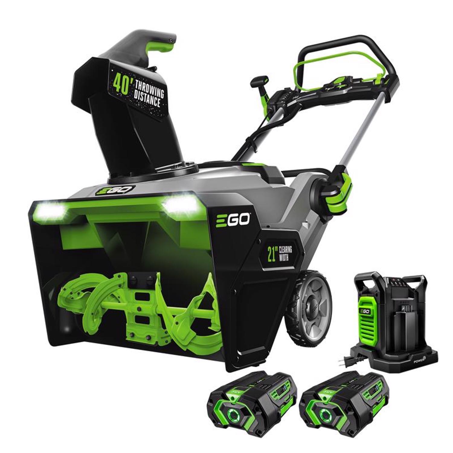 EGO Power+ Peak Power SNT2112 21 in. Single stage 56 V Battery Snow Blower Kit (Battery Charger) W/ STEEL AUGER TWO 5.0 AH BATTERIES