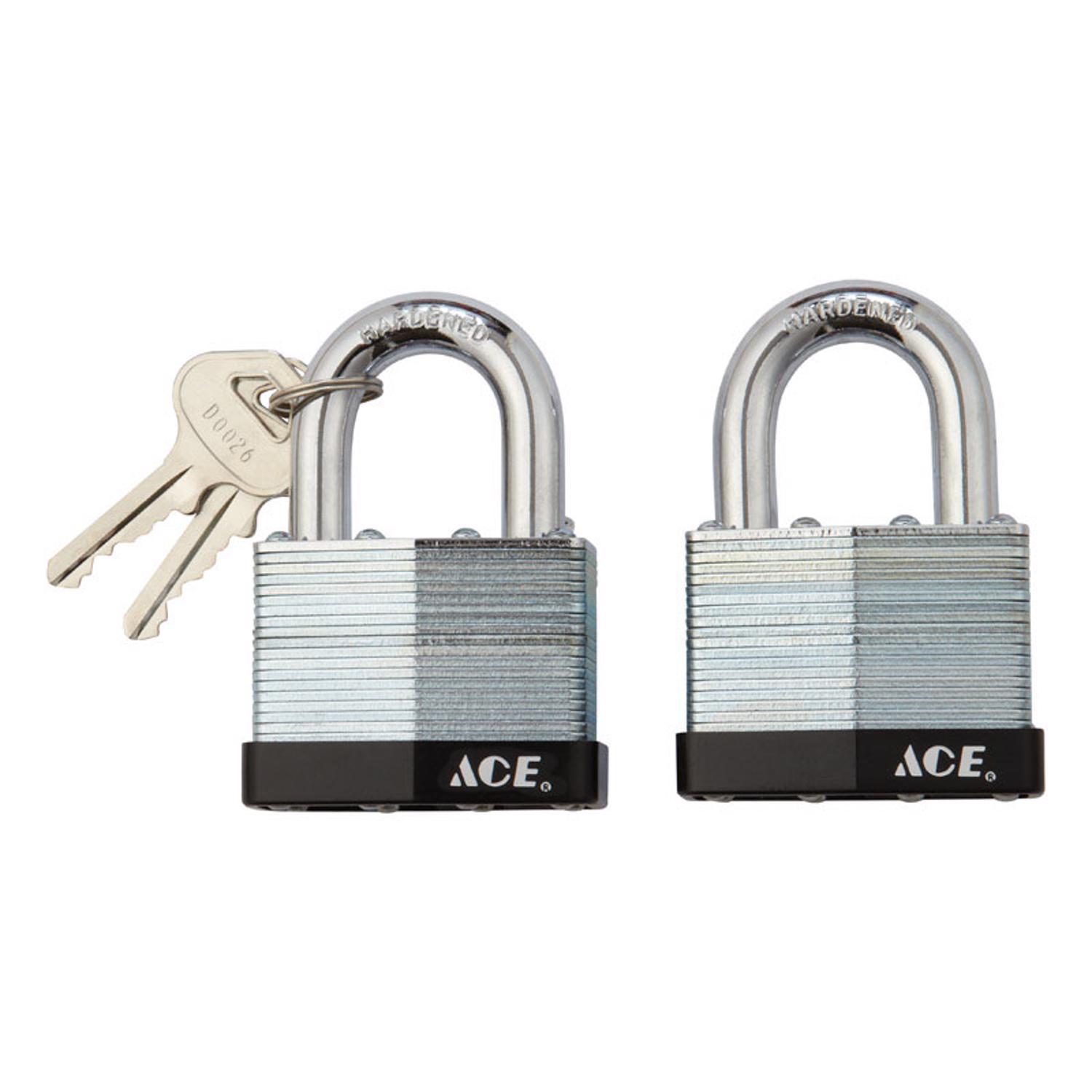 Ace 1-1/2 in. H X 2 in. W X 1-1/16 in. L Laminated Steel Double Locking Padlock