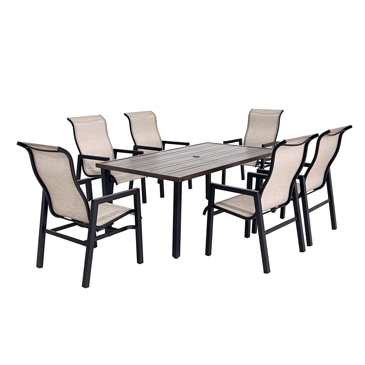 Living Accents Ellington 7 pc Brown Steel Sling Dining Set Mfr