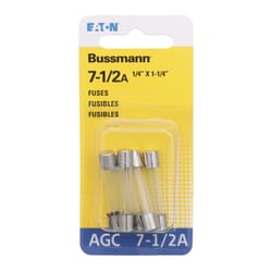 Bussmann 7.5 amps AGC Clear Glass Tube Fuse 5 pk