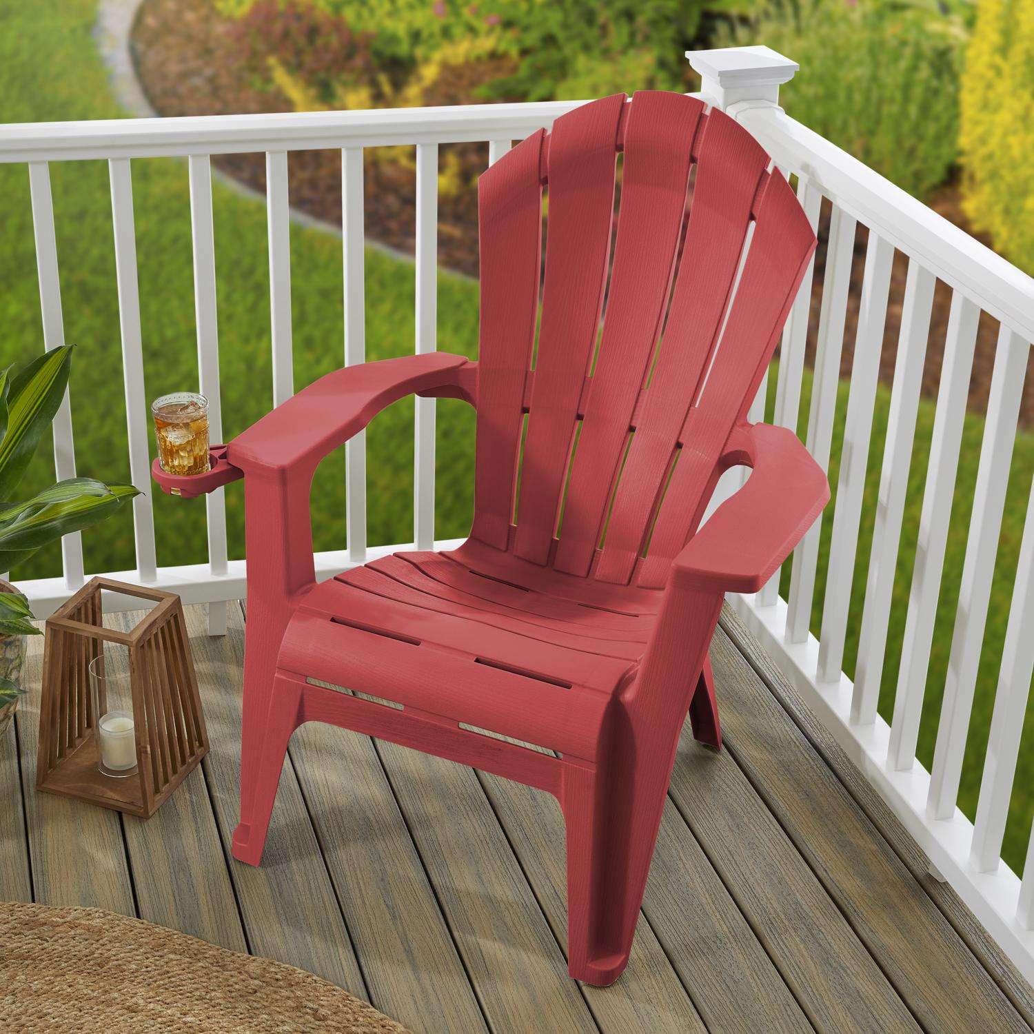 Adams RealComfort Cherry Red Polypropylene Frame Adirondack Chair