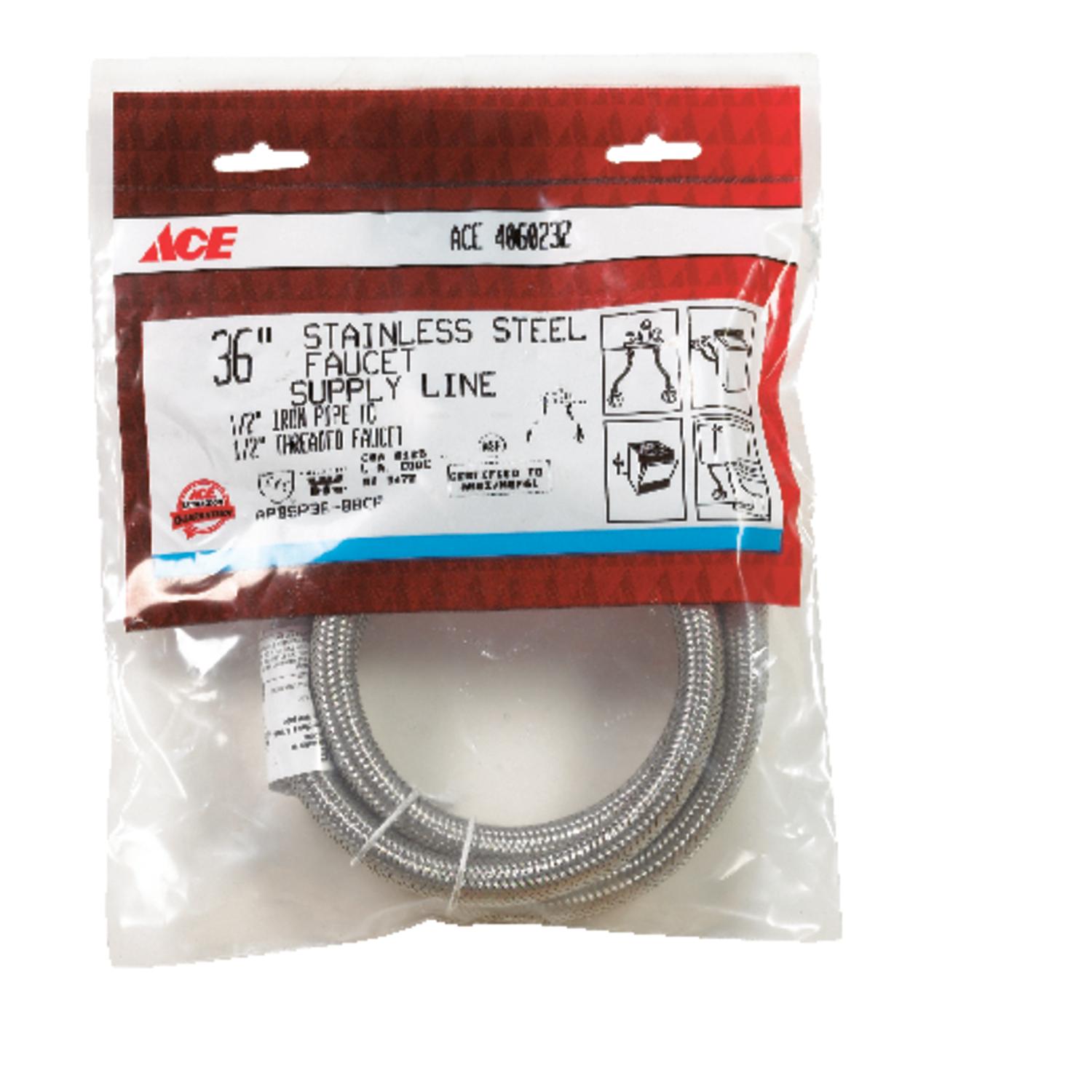 Ace 1/2 in. FIP X 1/2 in. D FIP 36 in. Braided Stainless Steel
