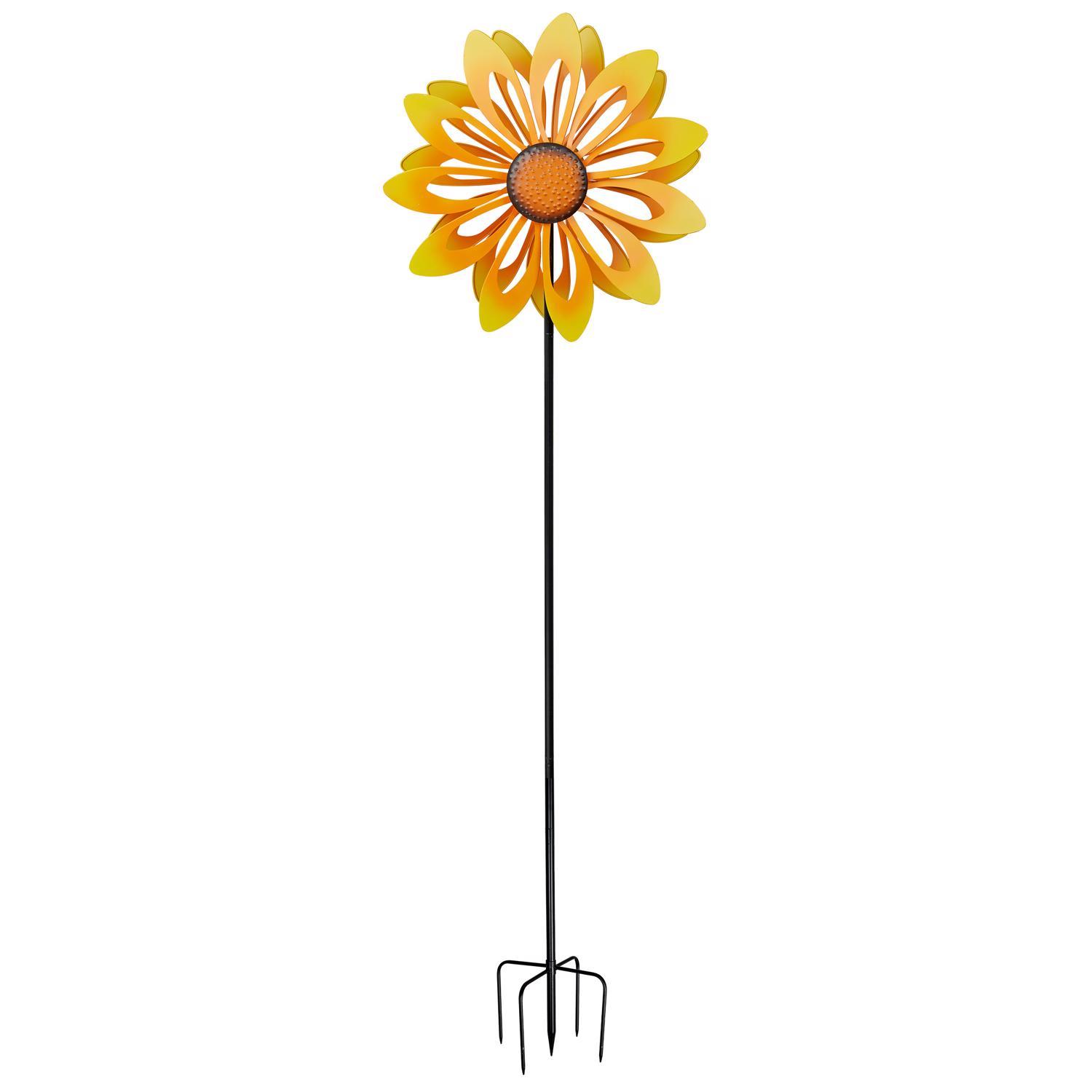 Alpine Yellow Iron 26 in. H Sunflower Garden Stake Spinner Mfr