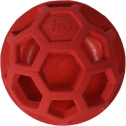 JW Pet For Dog Red Rubber Treat N Squeak Ball Flexible Toy/Treat Dispenser Medium 1 pk