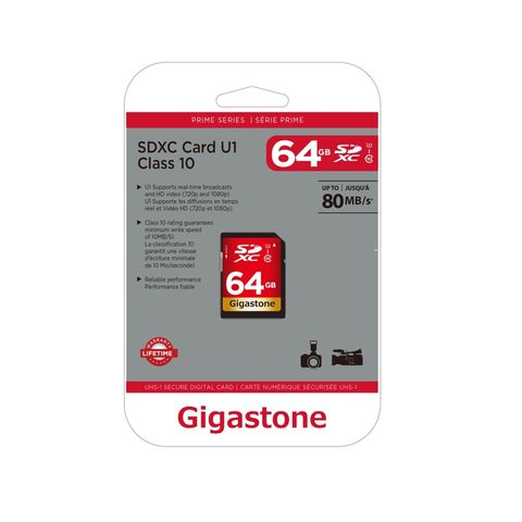 Gigastone 64 GB SDXC Flash Memory Card 1 pk Mfr# GS-SDHC80U164G