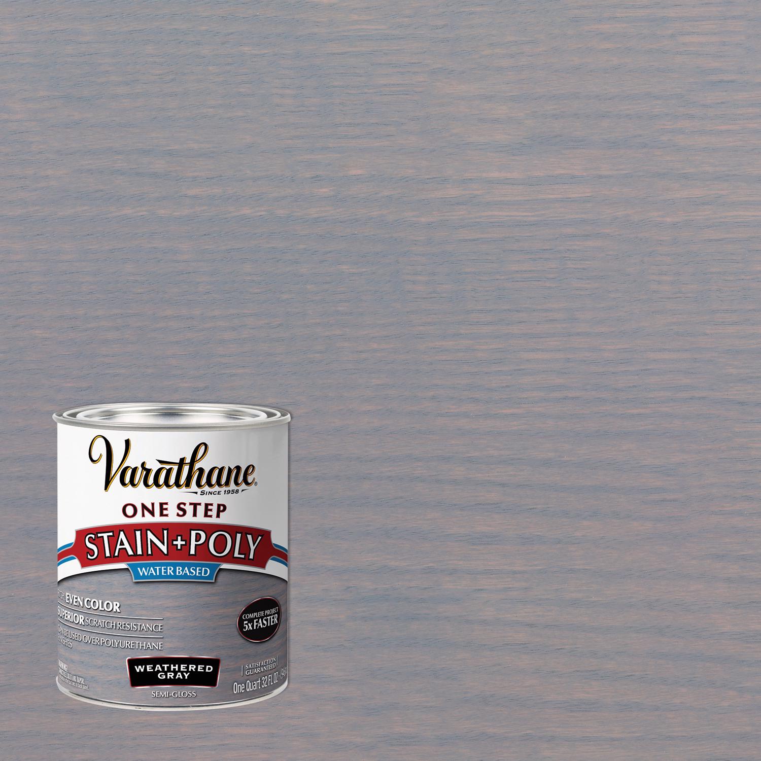 Varathane Semi-Gloss Weathered Gray Water-Based One-Step Stain/Poly 1 qt