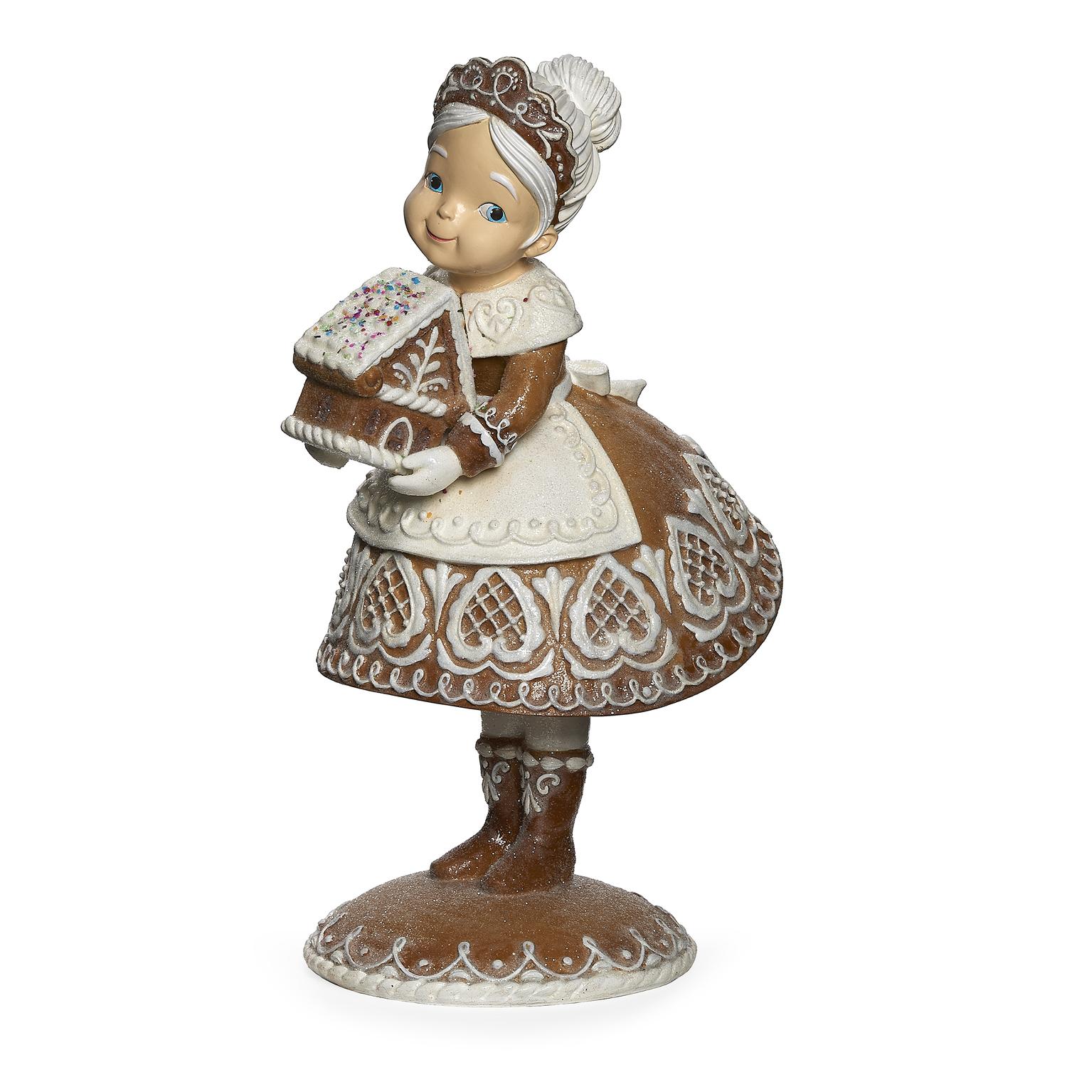 Roman Mrs. Claus with Gingerbread House Table Decor