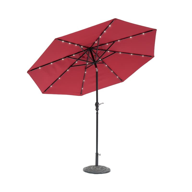 6 foot patio umbrella near me Sonkuki 10 ft. x 6.5 ft. Rectangle Solar LED Outdoor Patio Market Table Umbrella with Push Button Tilt and Crank in Red