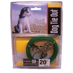 PDQ Green / Silver Vinyl Coated Cable Dog Tie Out Small