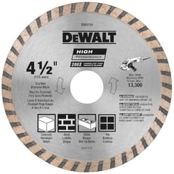 DeWalt High Performance 4-1/2 in. D X 7/8 in. X 0.080 in. thick Diamond Turbo Masonry Cut-Off Blade